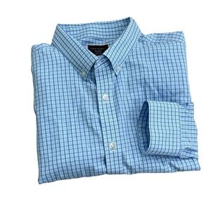 Men! UNTUCKit Checkered Dress Shirt Light Blue White size XXL